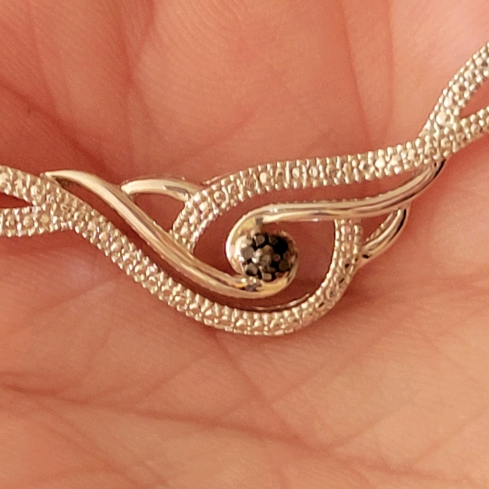 Black and white diamond accent necklace in sterlin